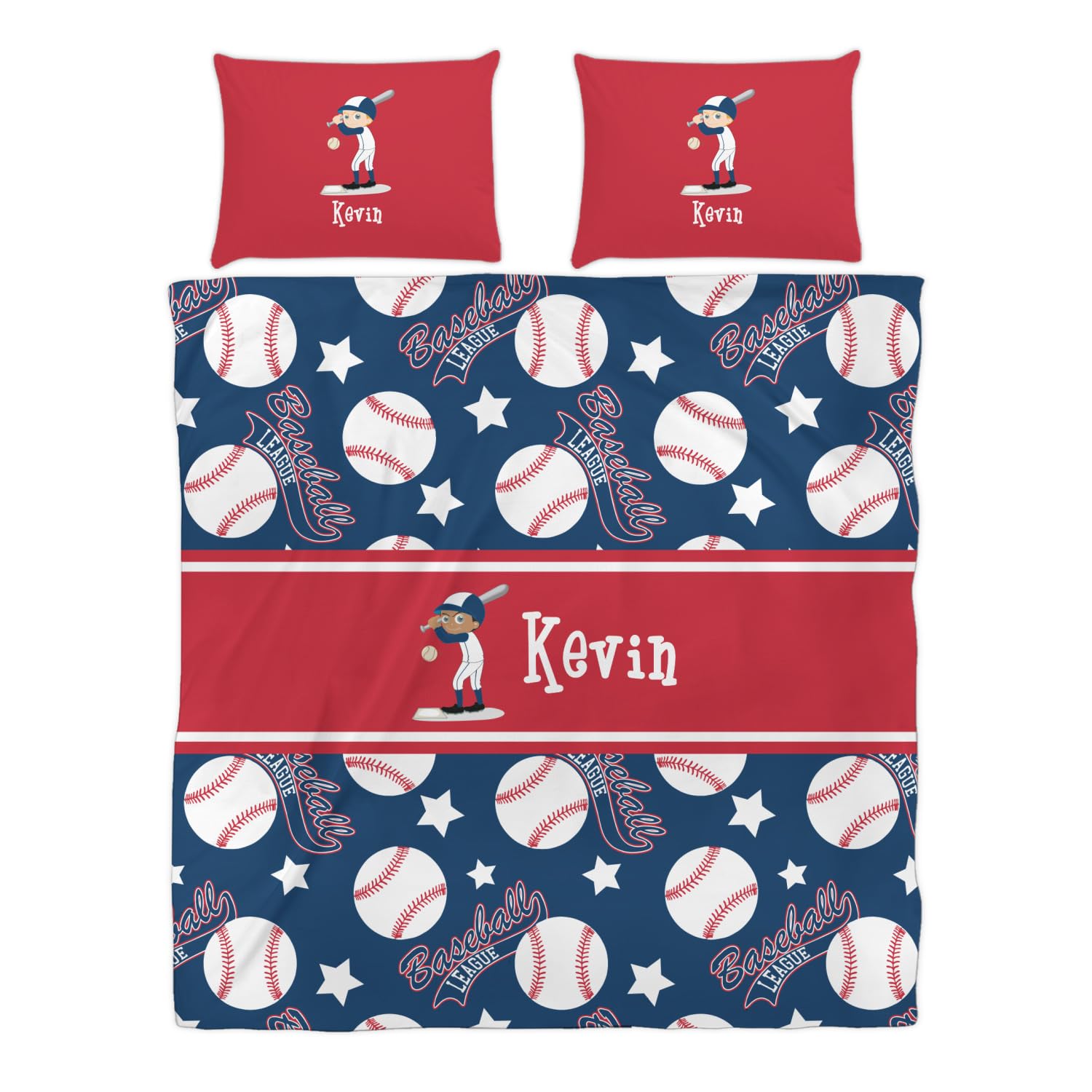 Custom Baseball Duvet Cover Set - Full/Queen Size Bedding for Sports Fans - Perfect for Boys' Rooms, Game Day Decor & Baseball Themed Bedrooms