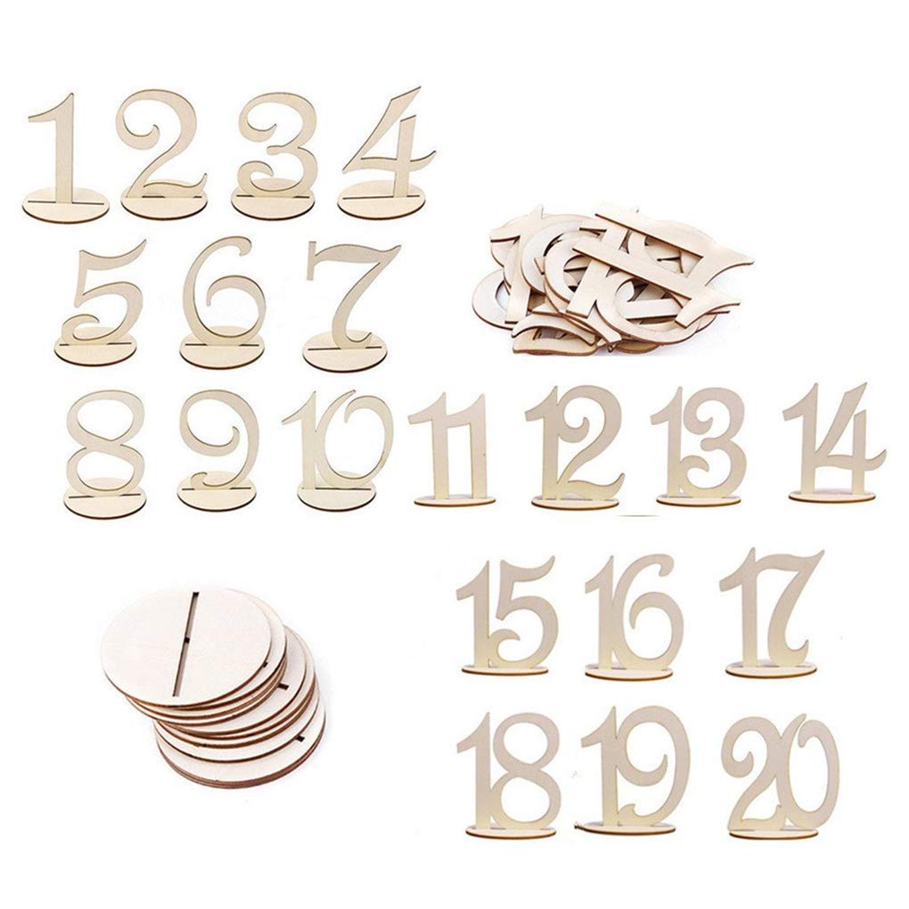 Alinay Wooden Wedding Table Numbers 1-20 - Elegant Rustic Table Decor for Weddings, Parties & Home Events - Perfect for Centerpieces, Reception Tables & Anniversary Celebrations
