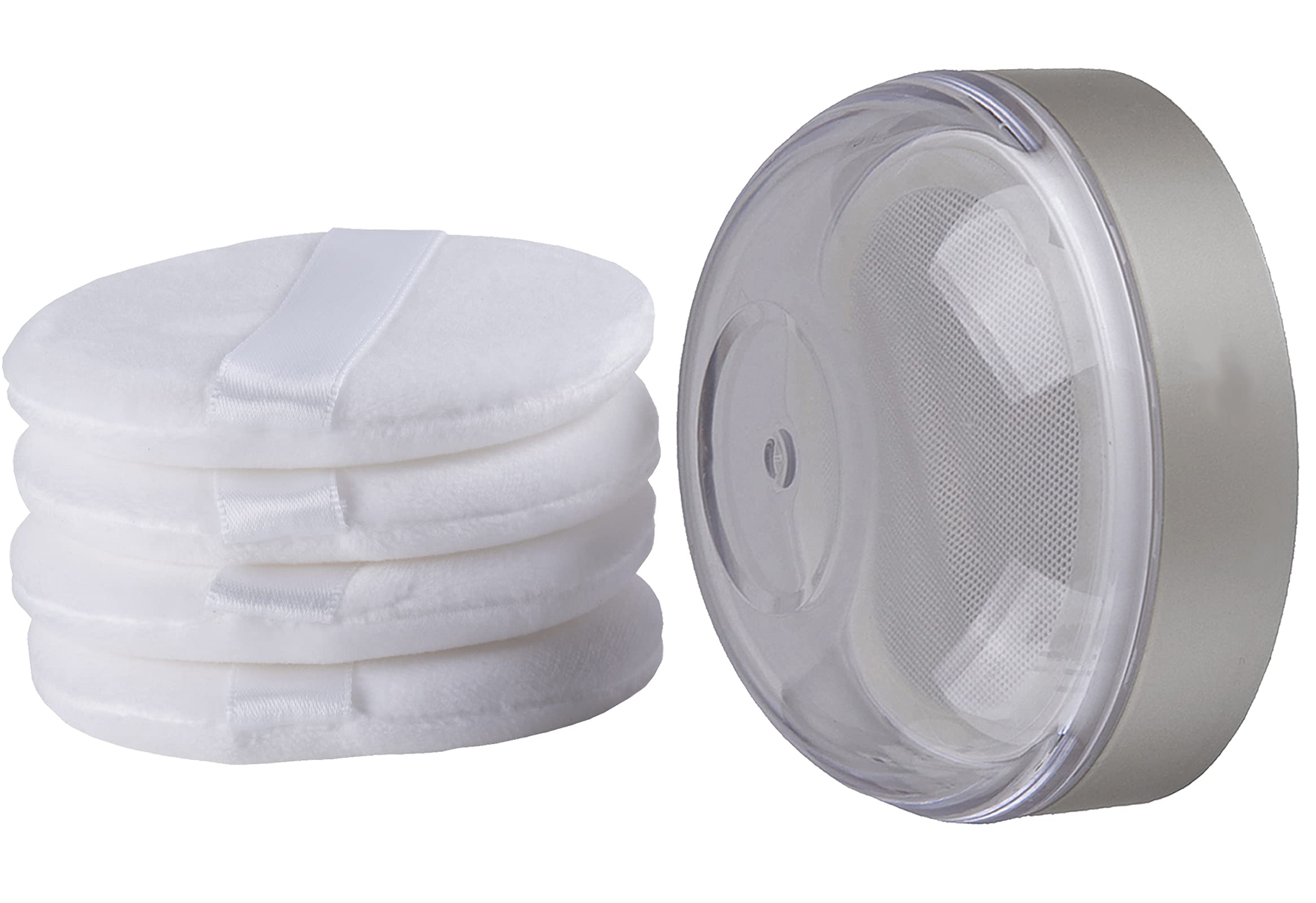 Premium Reusable Empty Powder Puff Container with Elastic Net Sifter - Travel-Friendly Loose Powder Case for Setting Powder, Face Powder & Makeup | Perfect for Home, Travel & Professional Makeup Kits