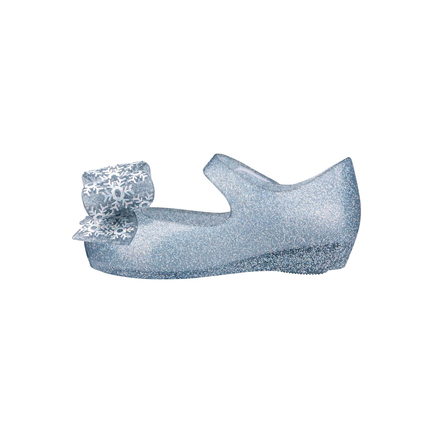 Melissa Mini Ultragirl + Frozen Mary Jane Flats for Little Girls - Pearl Blue Glitter (Size 6) | Comfortable & Stylish Kids Shoes for School, Parties & Everyday Wear
