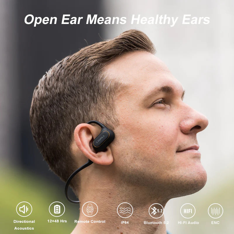 LIVALL LTS21 Pro Open Ear Bluetooth Headphones Wireless for Running, Cycling, Workout - Comfortable Lightweight Bone Conduction Headset (White) - Perfect for Outdoor Sports & Office Use