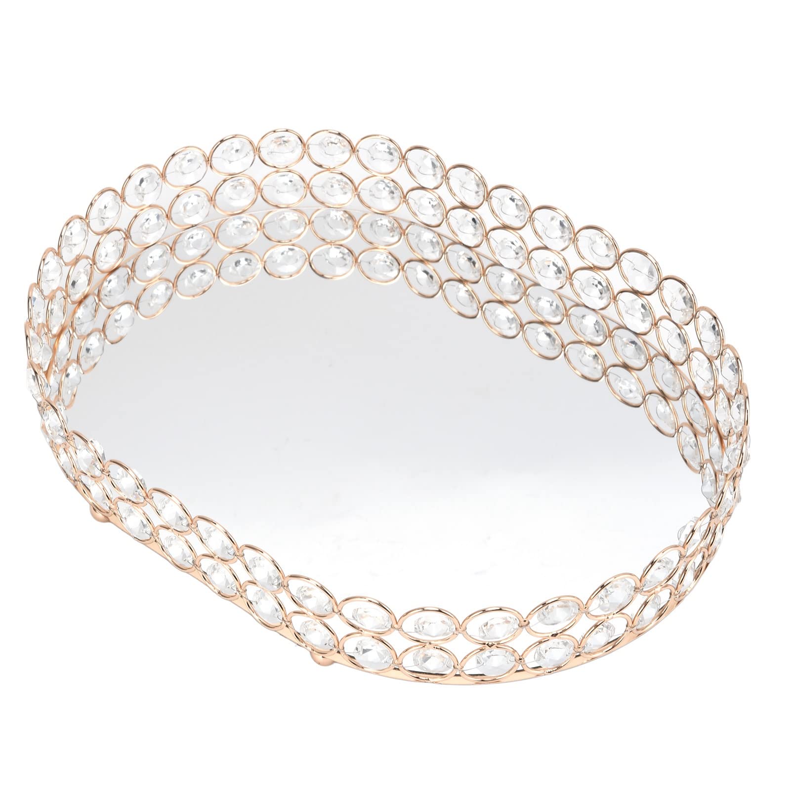 Electroplated Crystal Vanity Tray - Elegant Glass Organizer for Bedroom & Living Room