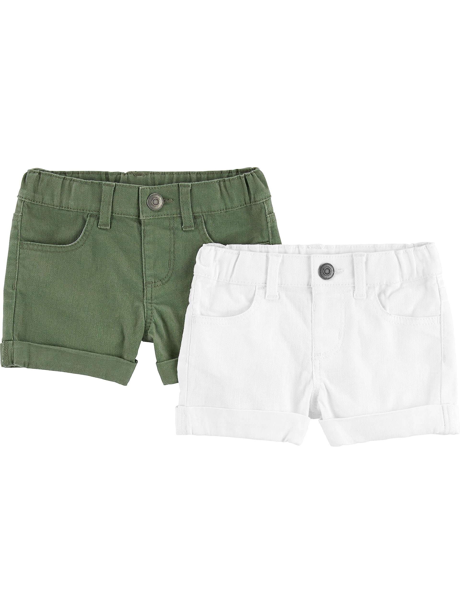 Carter's Girls' Denim Shorts for Toddlers - 2 Pack | Soft Comfortable Stretch Jeans Shorts for Playtime, Summer & Everyday Wear