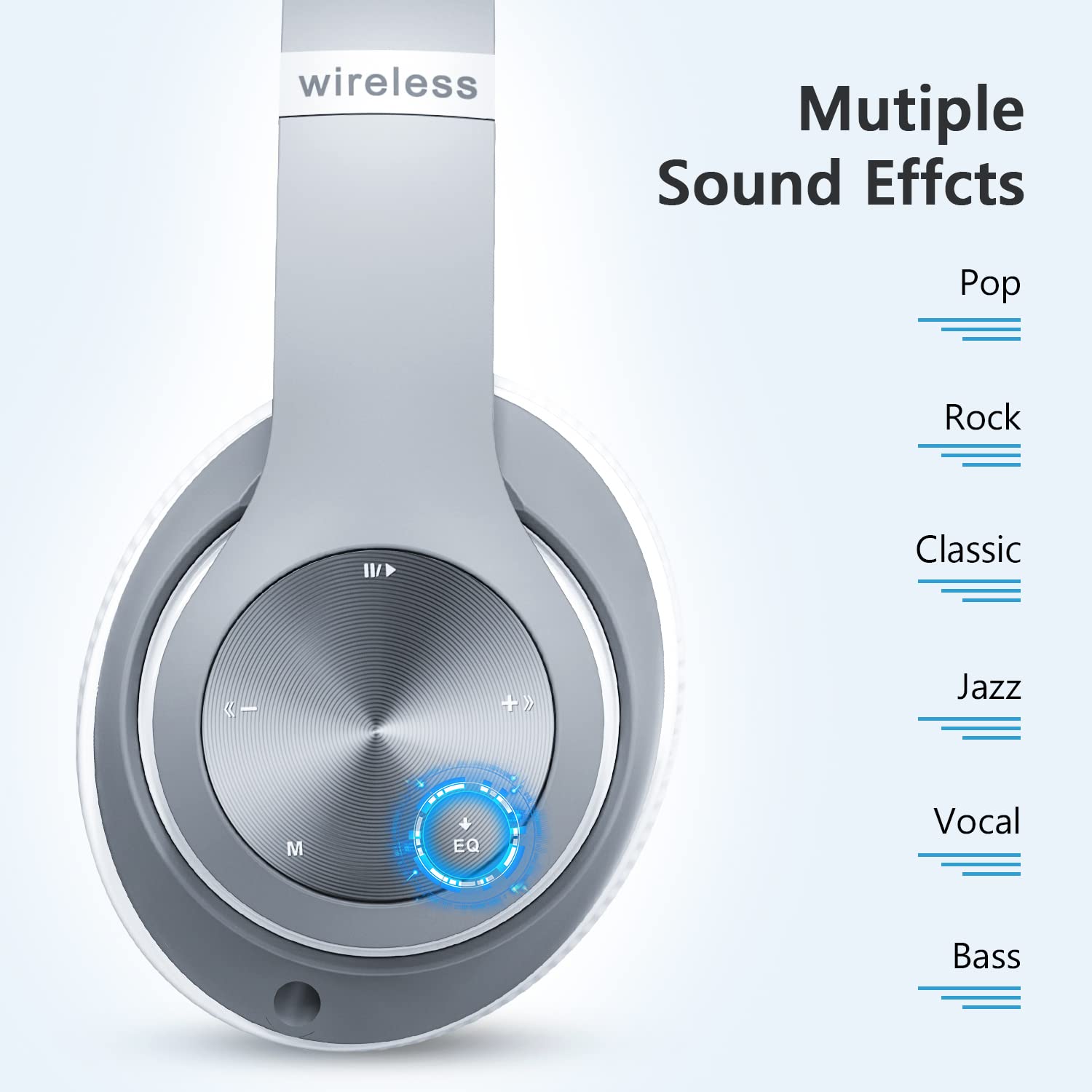 Wireless Bluetooth Headphones with 60-Hour Playtime, Foldable Lightweight Over-Ear Design, Hi-Fi Stereo & 6 EQ Modes - Deep Bass Adjustable Headset with Built-in Mic, FM Radio & TF Card Slot for Adults - Perfect for Travel, Workouts & Home Entertainment