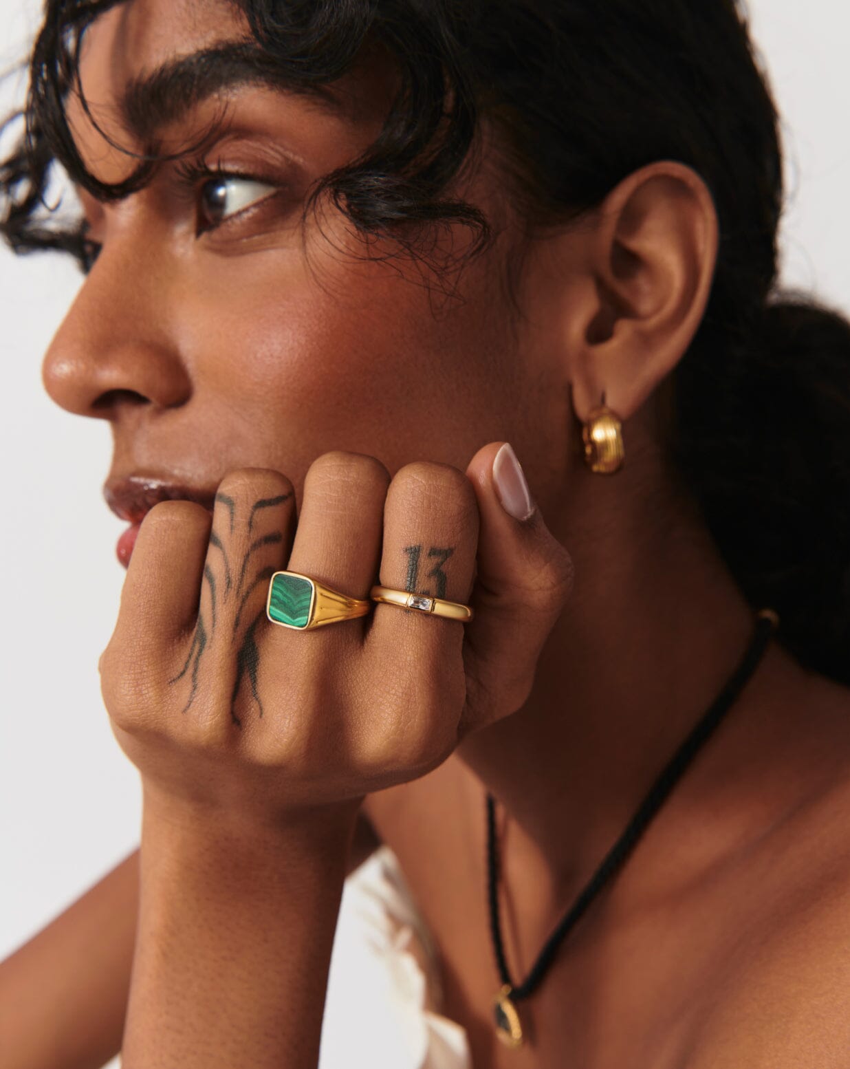 Lucy Williams Square Signet Ring - 18k Gold Vermeil & Malachite Gemstone Jewelry for Women | Elegant Statement Ring for Everyday Wear, Gift Giving & Special Occasions
