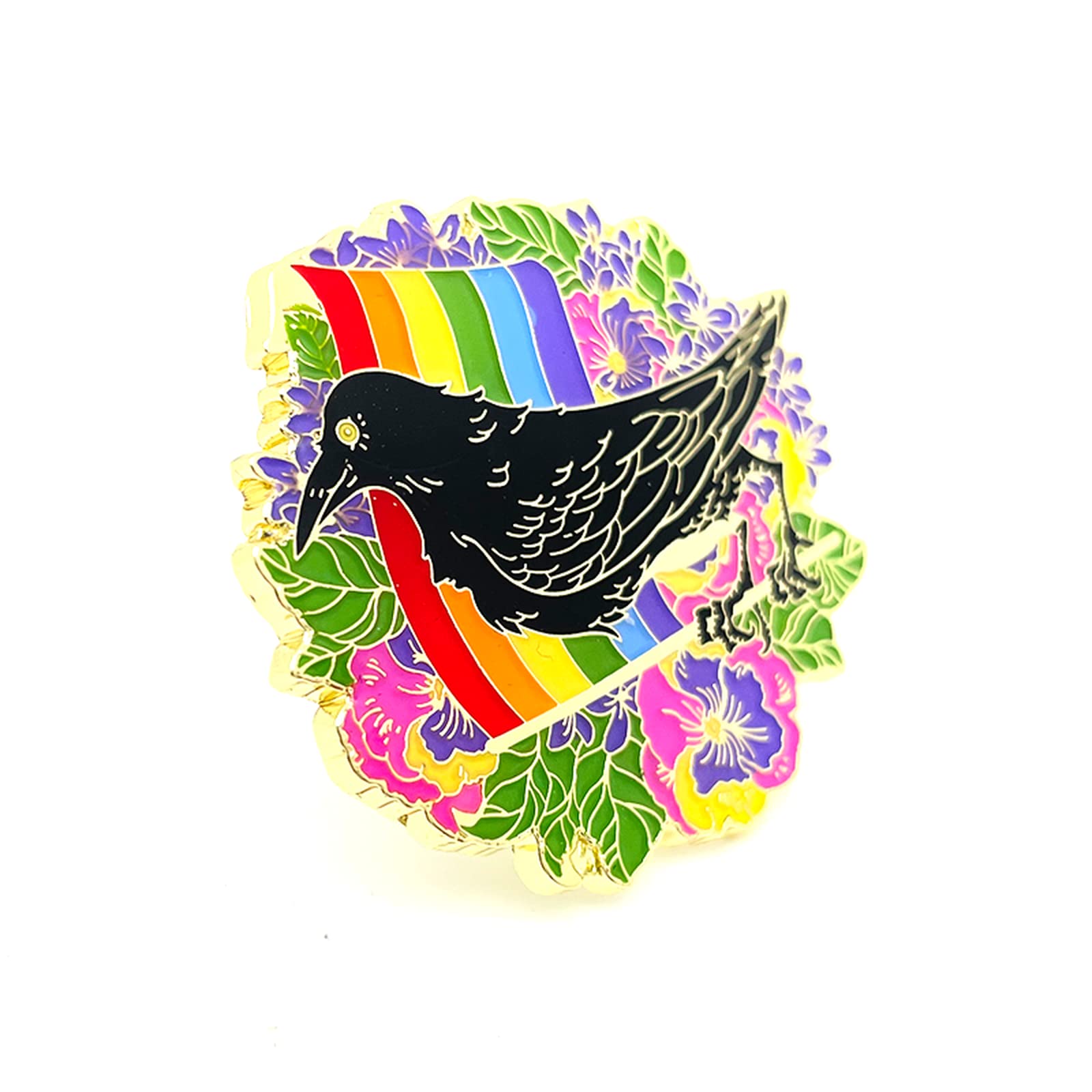 Rainbow Pride LGBTQ+ Accessories Pins - Crow Shape Transgender, Bisexual & Lesbian Flag Enamel Pins - Valentine's Day Gifts for Couples (Perfect for Backpacks, Jackets & Pride Events)