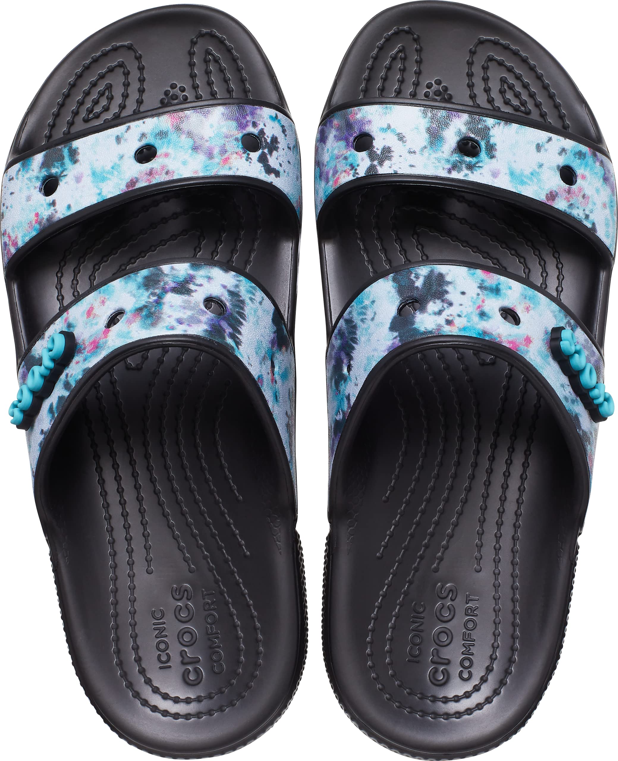 Crocs Unisex Classic Tie Dye Two-Strap Sandals Slide - Comfortable Beach & Pool Slides for Men and Women - Perfect for Summer, Vacation, and Casual Wear