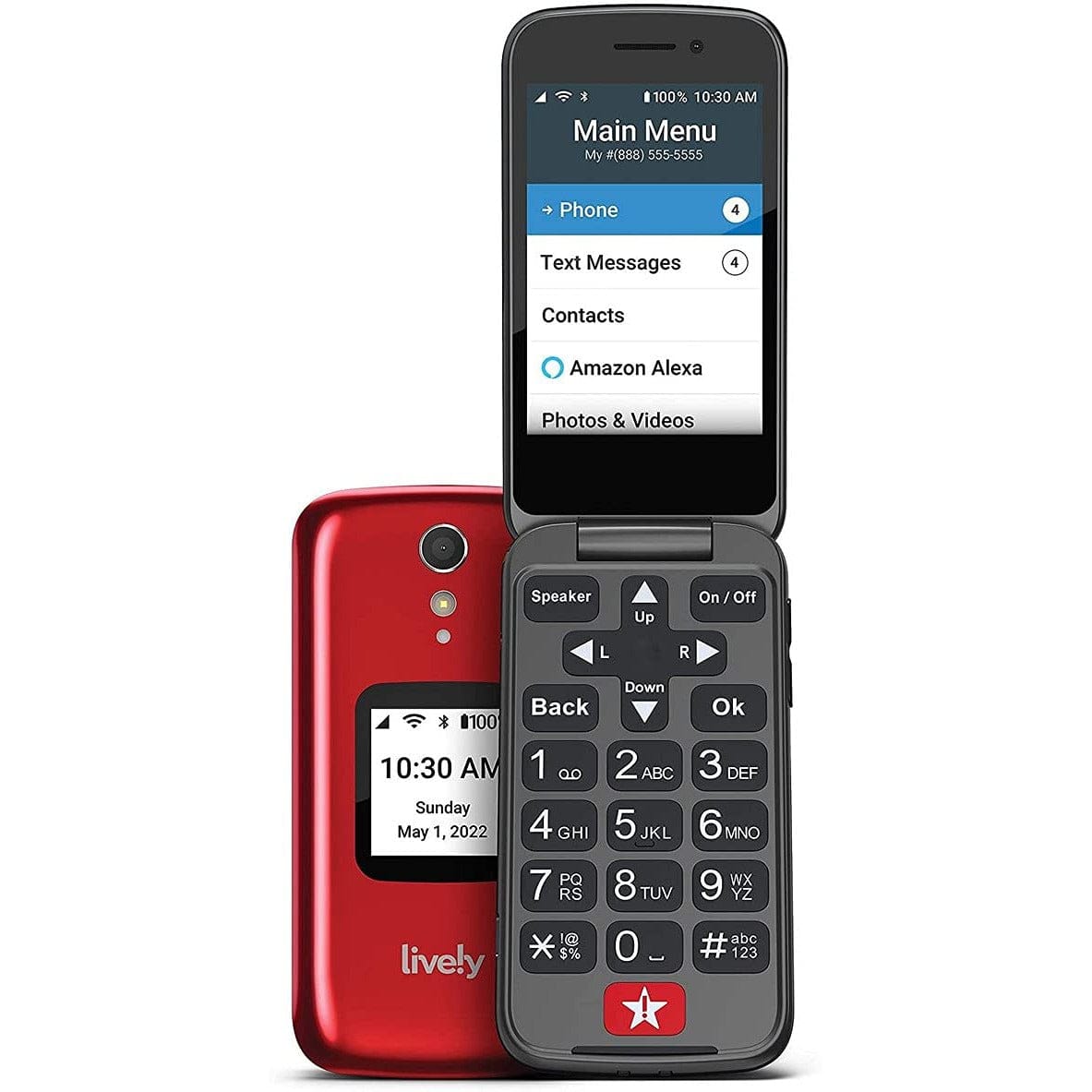 Jitterbug Flip2 Easy-to-Use Senior Cell Phone with Big Buttons - Red | Perfect for Elderly & Visually Impaired Users at Home or Traveling