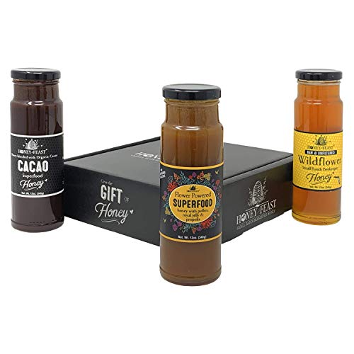 Organic Raw Honey Trio with Royal Jelly & Propolis - Superfood Gift Set for Wellness & Energy Boost