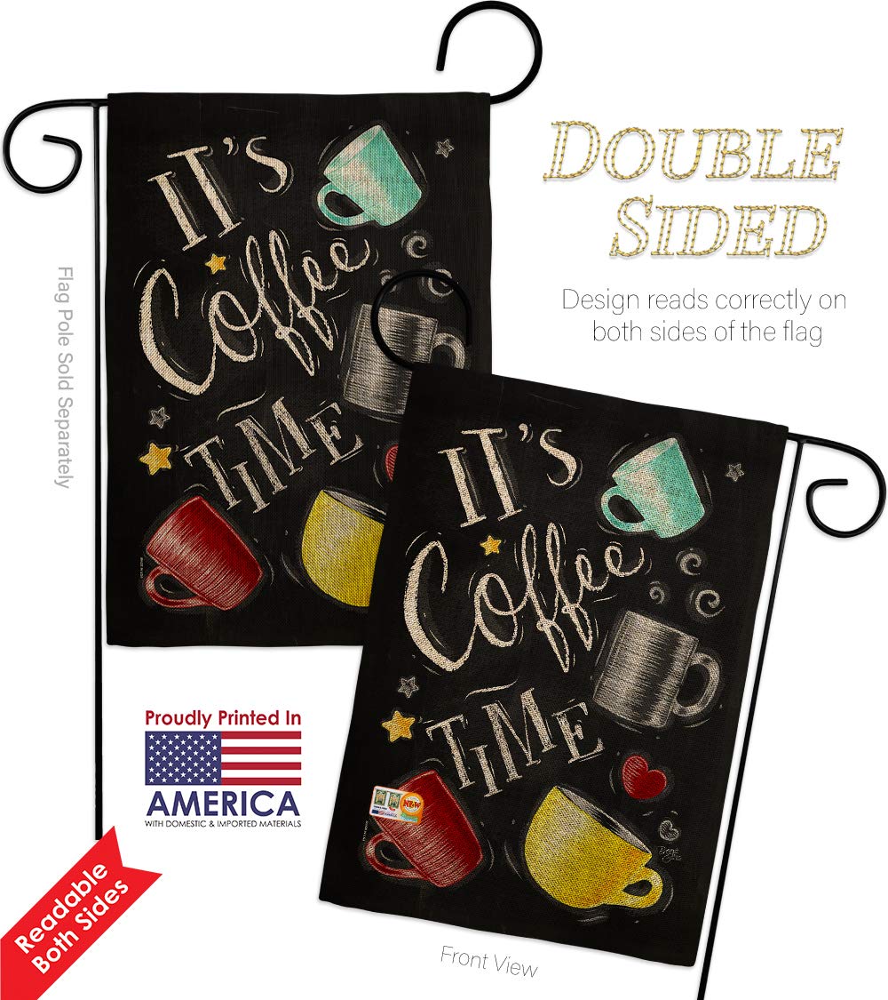 Burlap Garden Flag Set - Latte, Cappuccino, Espresso Design - Yard & House Decor