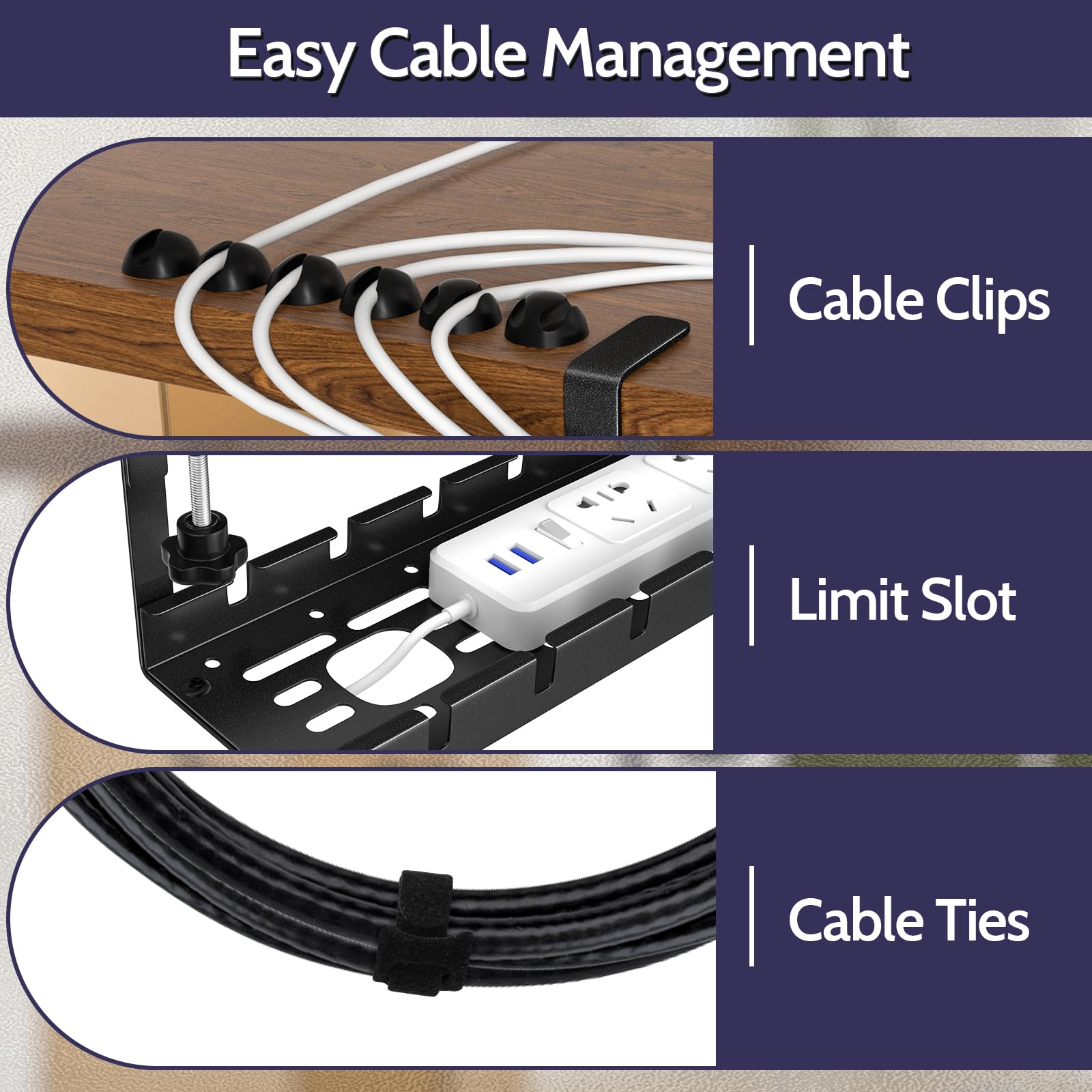 Shikha 2 Pack Under Desk Cable Management Tray - 15.7 to 31 Inch Adjustable Retractable Cord Organizer with Clamp, No Drilling Wire Management System for Home Office & Workspace - Perfect for Computer, Monitor & TV Cable Organization