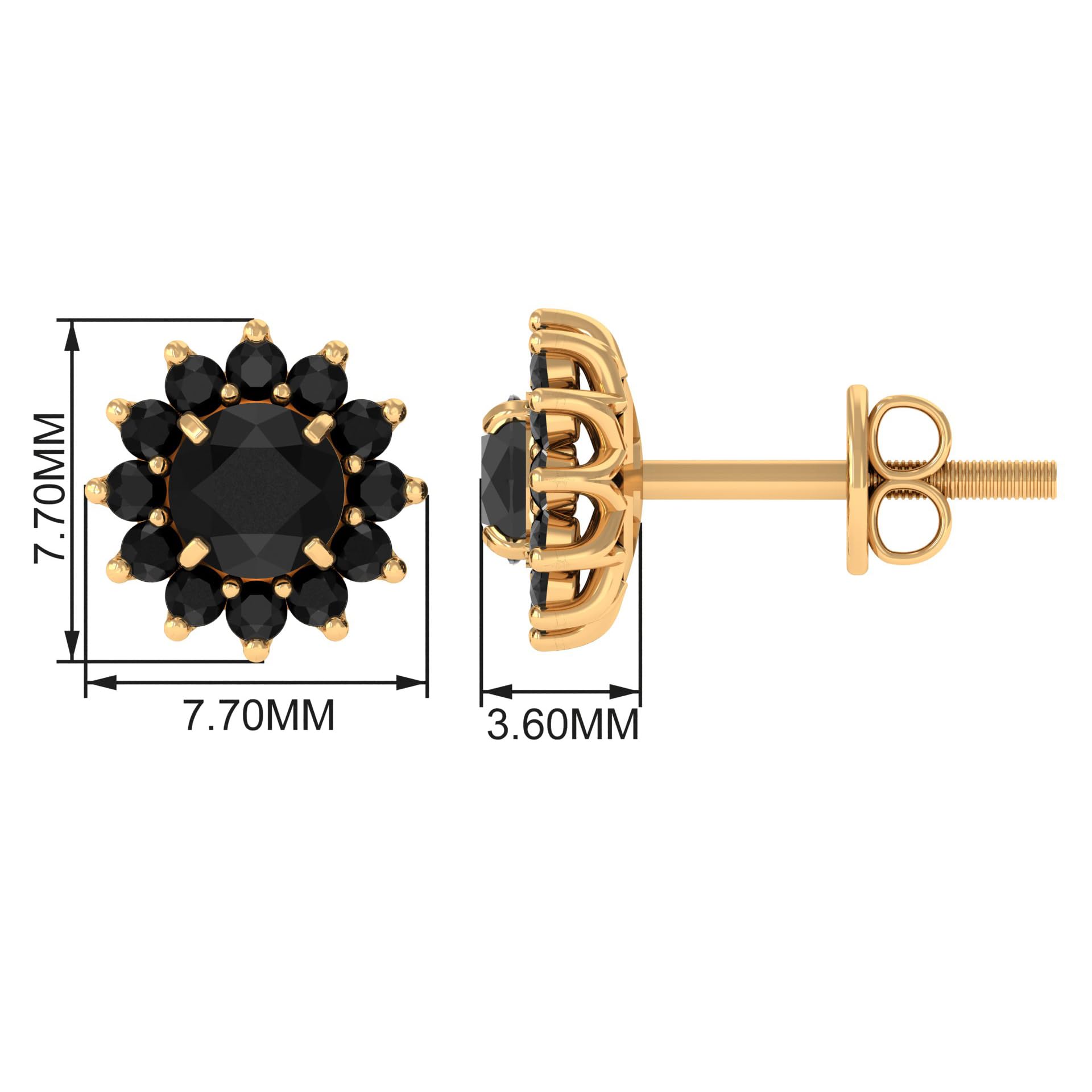 Black Diamond Floral Stud Earrings for Women - Nature Inspired Jewelry Set, AAAA Quality Cubic Zirconia Earrings, Perfect Birthday Gift for Her, Anniversary Present, Wedding Party Accessories