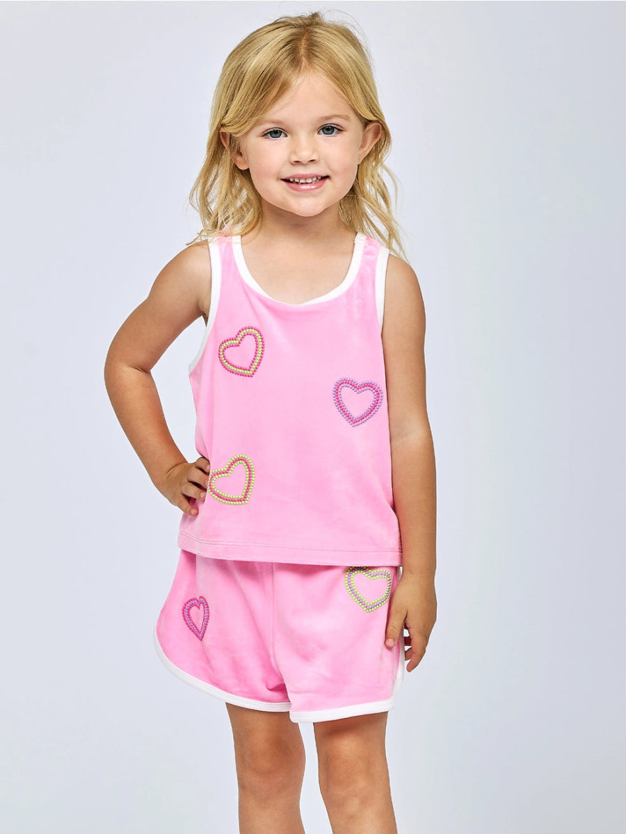 Hearts Velour Tank Top for Women - Soft & Comfortable Sleeveless Shirt - Perfect for Casual Wear, Gym, and Summer Outfits