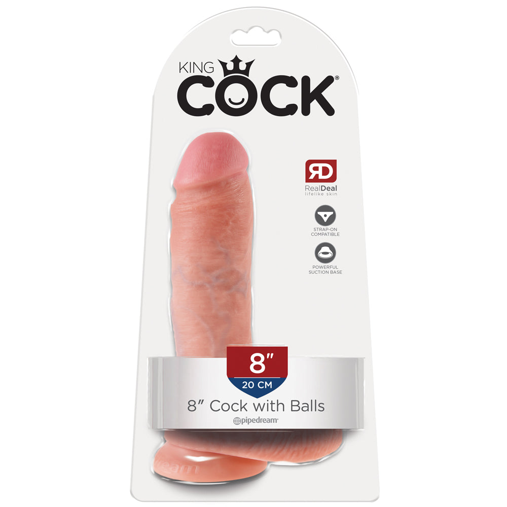 King Cock 8 Inch Realistic Dildo with Balls - Lifelike Adult Toy for Couples & Solo Play, Bedroom Accessory for Enhanced Pleasure