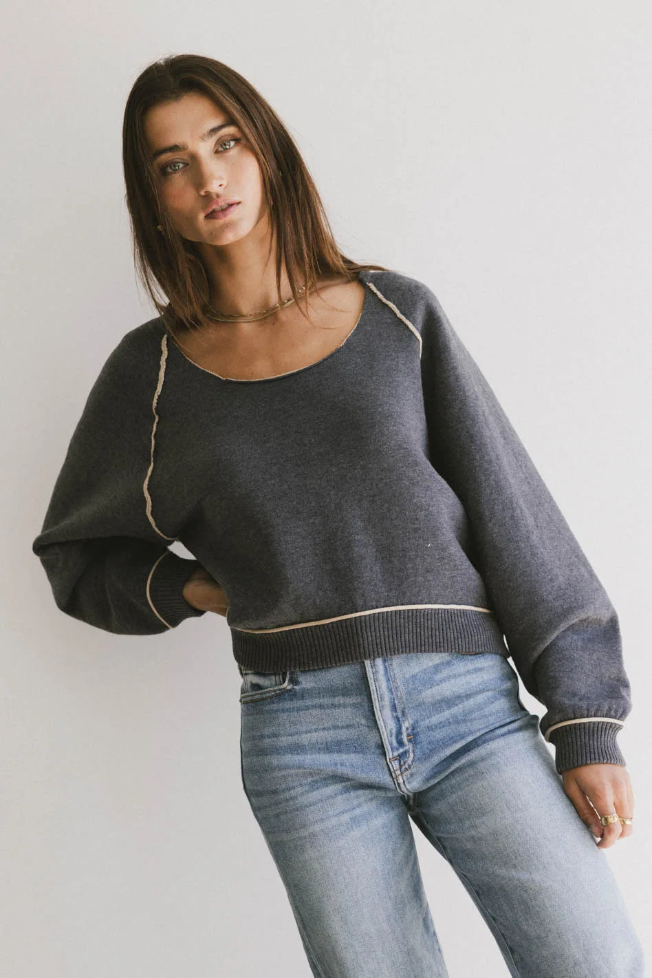 Lina Contrast Sweater for Women - Stylish Knit Pullover with Color Block Design | Perfect for Fall & Winter Outfits, Casual Wear, and Office Attire