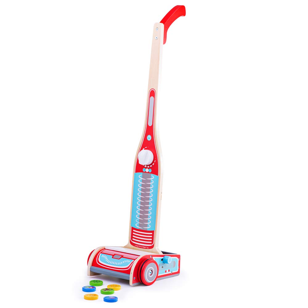 Bigjigs Toys Wooden Upright Vacuum Cleaner - Pretend Play Cleaning Toy for Kids, Realistic Design for Role Play & Early Learning - Perfect for Home, Classroom & Daycare Use
