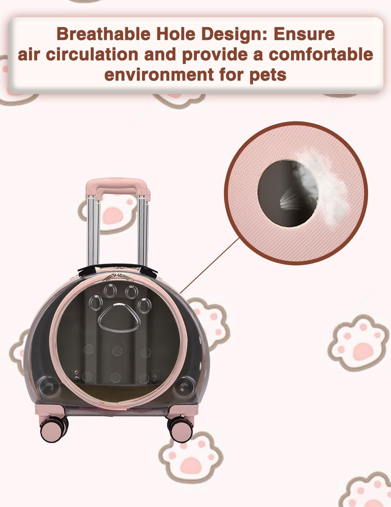 Portable Bubble Pet Carrier Backpack - Durable, Breathable Travel Trolley Case for Small Pets (Dogs, Cats, Rabbits) - Deep Pink | Perfect for Air Travel, Vet Visits & Outdoor Adventures