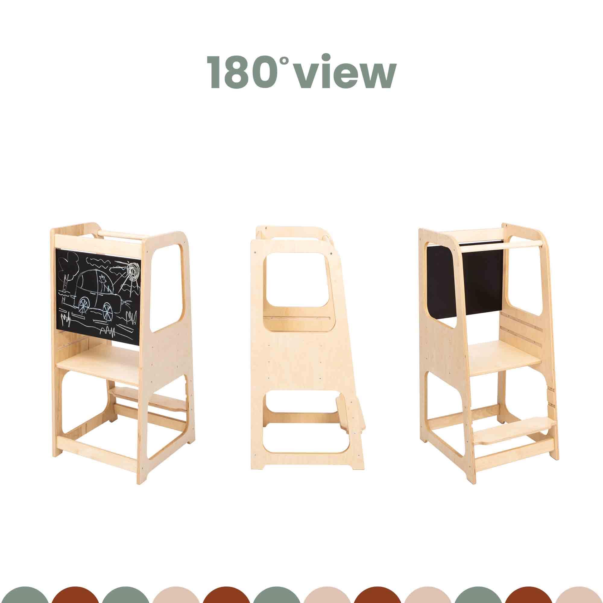Adjustable Montessori Kitchen Tower for Toddlers - Safe Learning Step Stool with Chalkboard - Perfect for Baking, Cooking & Playtime - Kids Activity Helper for Kitchen Counter Access