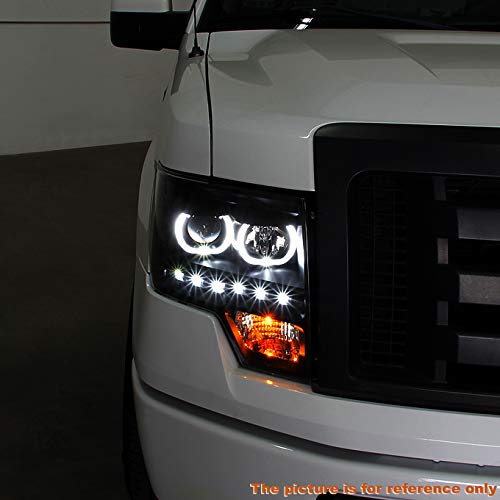 AKKON Clear Halo Projector LED Headlights for Ford F150 - DRL SMD Lights Pair (Driver & Passenger Side) - Upgrade Your Truck's Style & Night Visibility