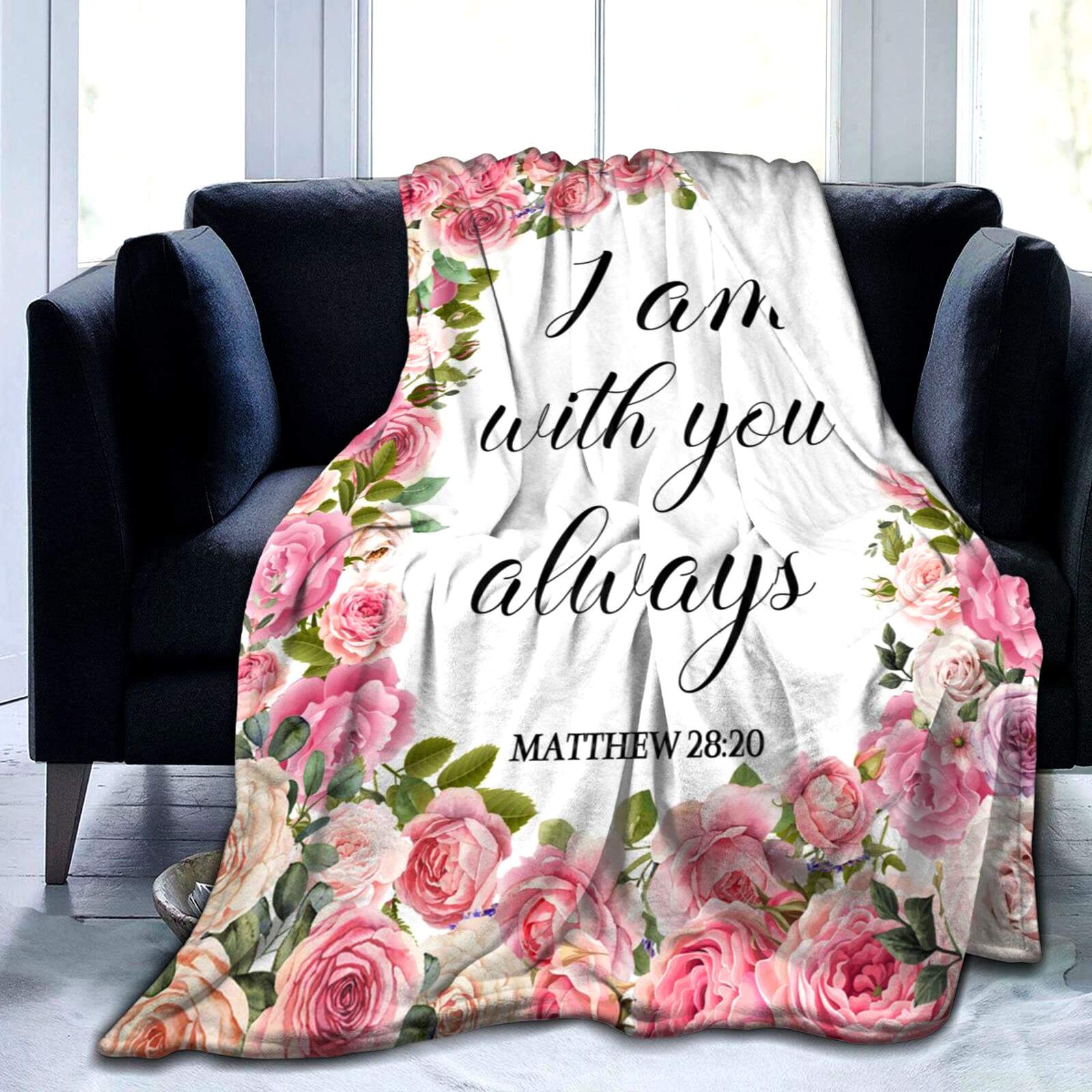 Christian Prayer Blanket with Bible Verses - Inspirational Religious Throw Blanket for Women & Men - Ultra Soft Warm Flannel Blanket 60