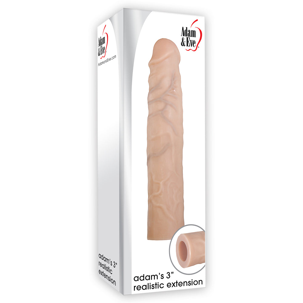 Adam & Eve Adam's 3 Realistic Penis Extension Sleeve - Lifelike Design for Enhanced Pleasure - Perfect for Couples & Solo Play