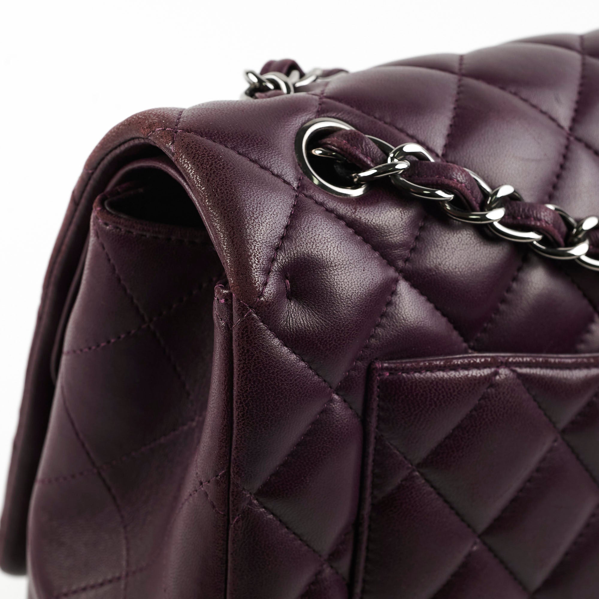 Authentic Chanel Maxi Lambskin Jumbo Flap Bag in Dark Purple - Luxury Designer Handbag for Women, Perfect for Evening Events & Special Occasions