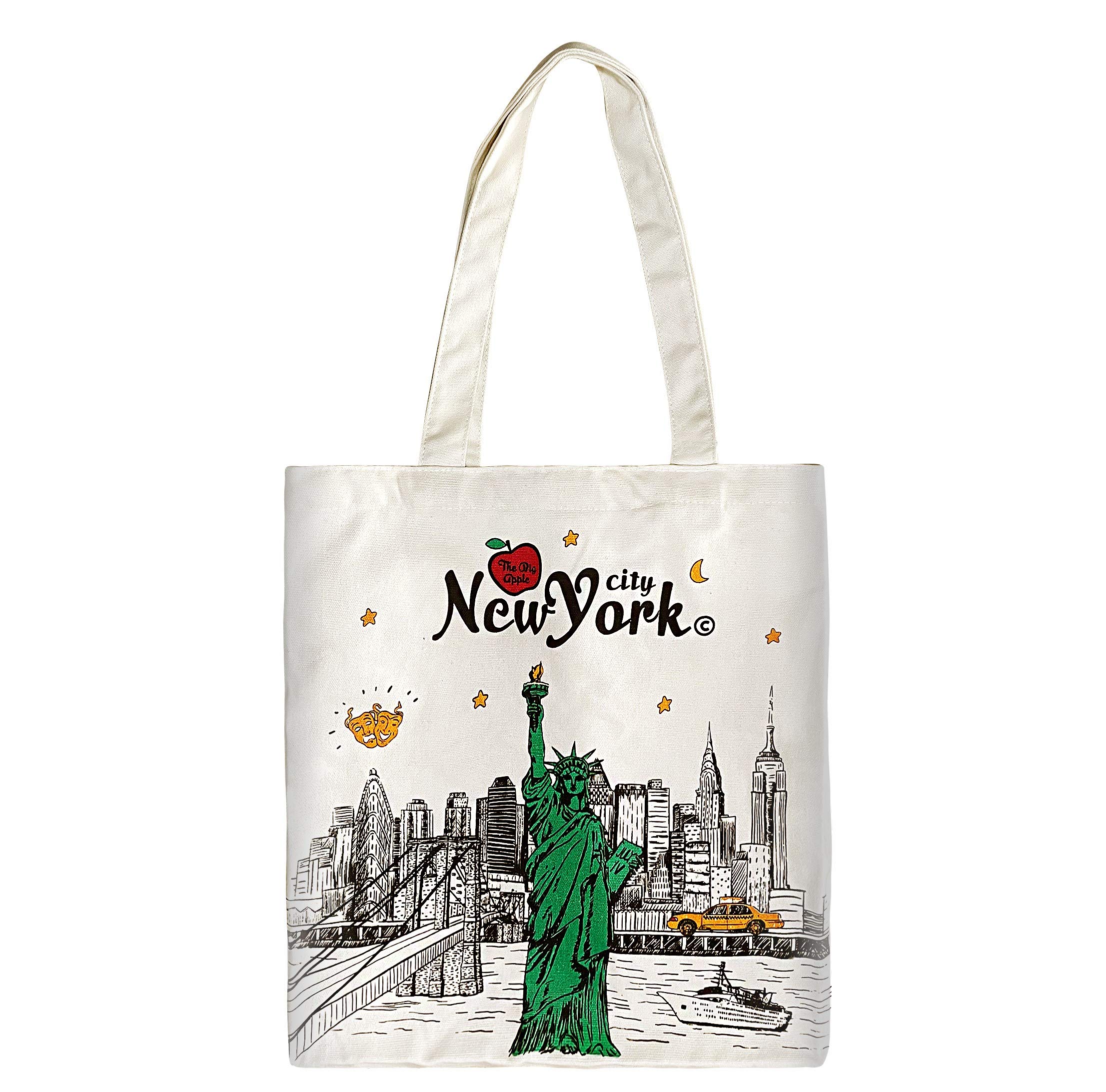 Reusable Large Canvas Tote Bag - Multipurpose Travel & Shopping Tote for NYC Souvenirs