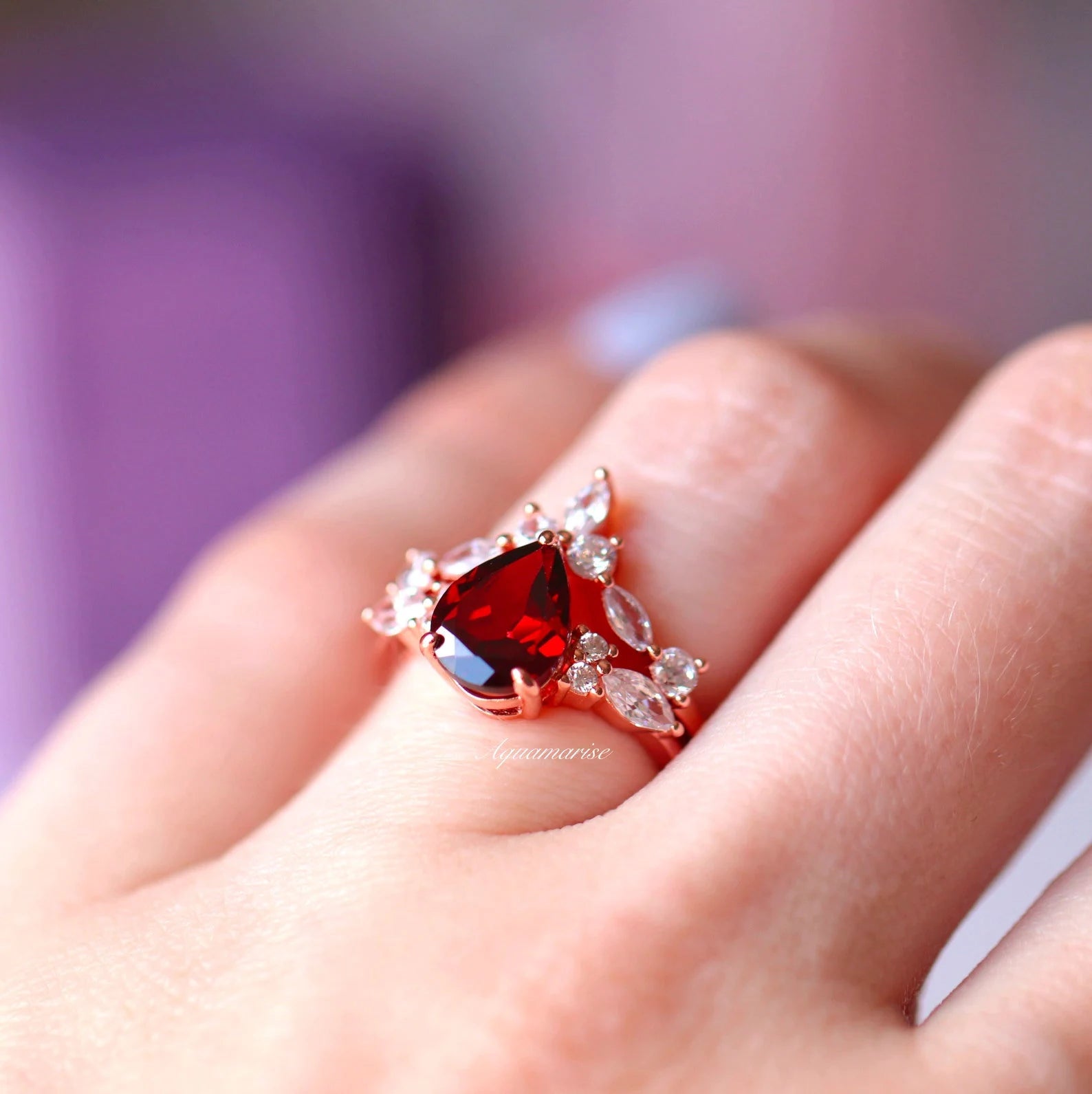 Red Fire Opal Garnet Galaxy Sandstone Couple Rings for Men & Women - Perfect for Anniversaries, Engagements & Romantic Gifts