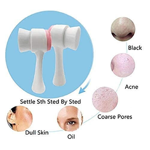 Deep Pore Cleansing Brush - Exfoliating Facial Scrubber with Bamboo Fiber for Blackhead Removal & Skin Massage | Double-Sided Soft Brush for Daily Face Wash & Spa Skincare Routine
