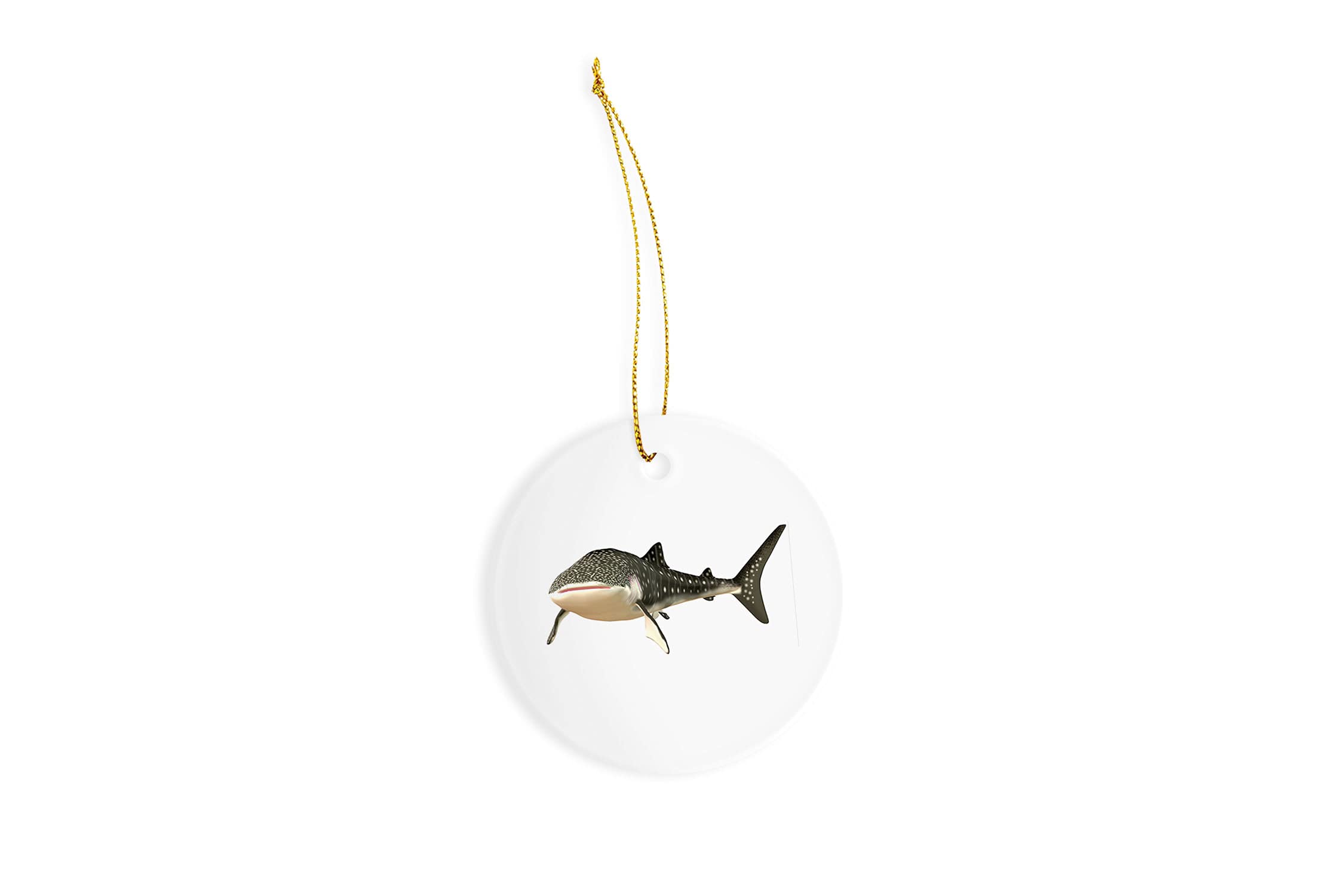 Whale Shark Ceramic Ornament - 3 Inch Round Christmas Tree Decoration - Handmade Ceramic Holiday Ornament for Xmas Tree, Gift, Home Decor - Perfect for Christmas, Birthday, Baby Shower & Ocean Theme Parties