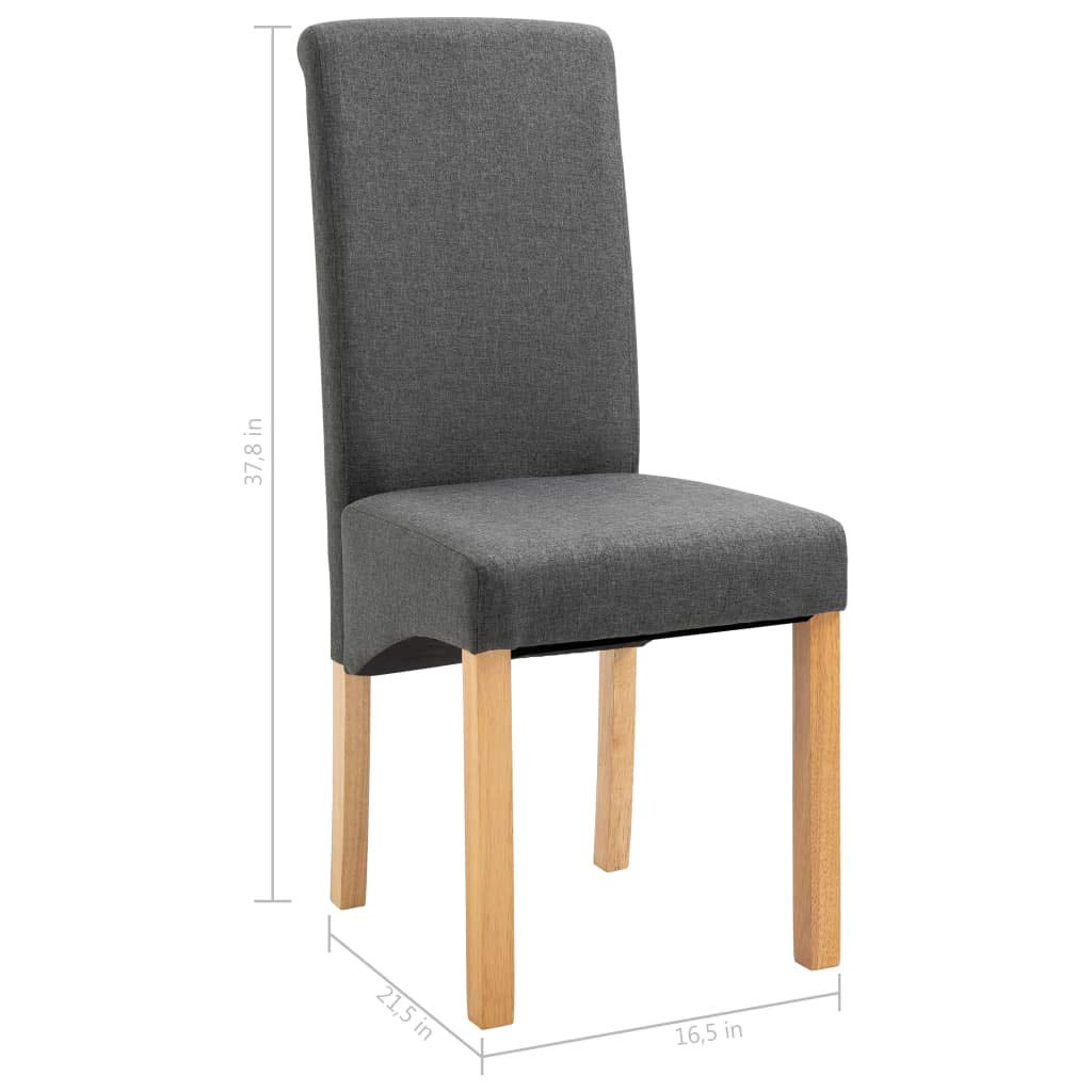6-Piece Gray Fabric Dining Chairs Set with Solid Wood Legs - Living Room, Side, Reception Chairs for Dining Room, Guest Room, Bistro, Vanity & Kitchen - Perfect for Home, Office & Restaurant Use