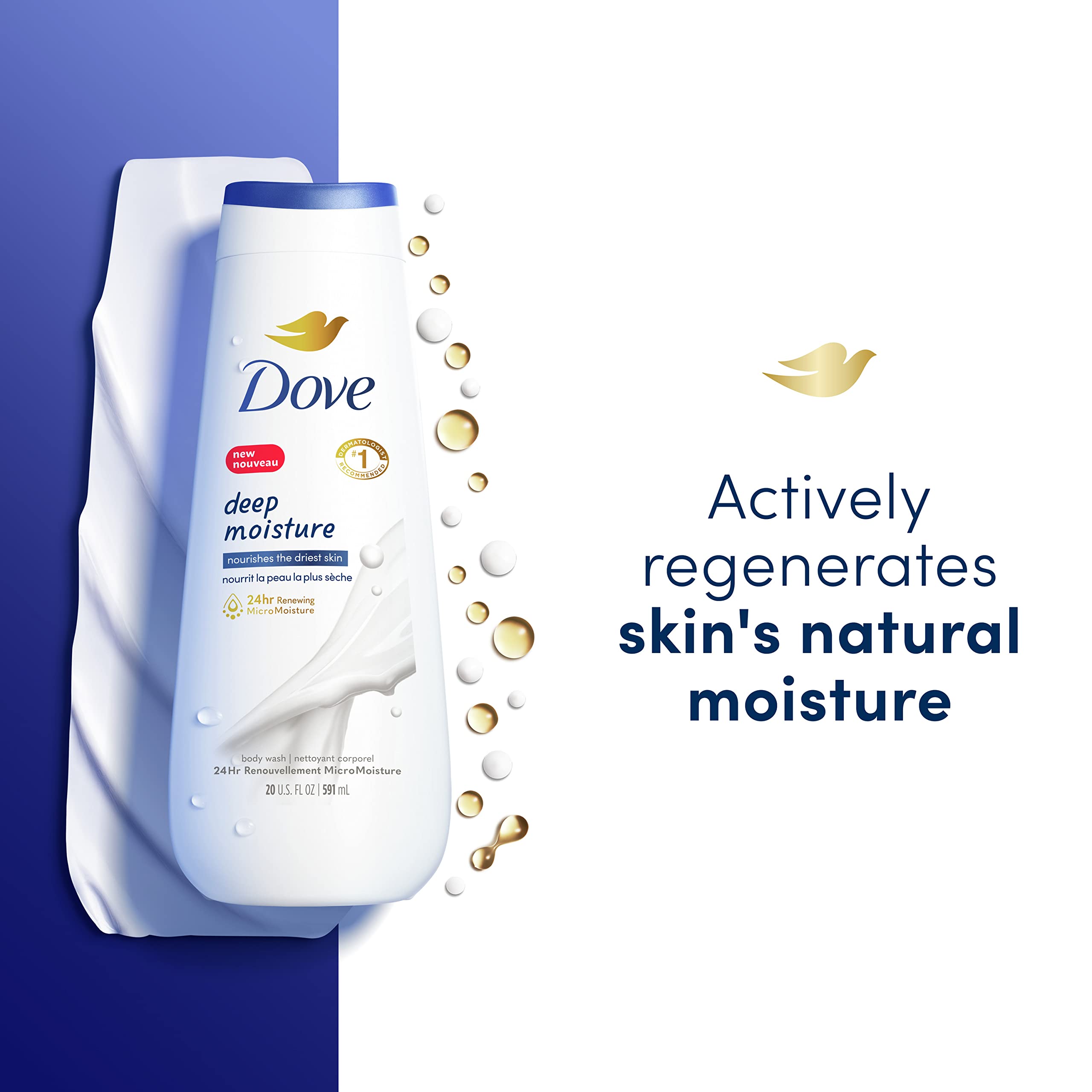 Dove Instant Foaming Body Wash with Shea Butter & Warm Vanilla - Pack of 4 | Deep Moisture Body Wash for Dry Skin - Hydrating & Moisturizing Skin Cleanser | Perfect for Shower, Bath & Daily Skincare Routine