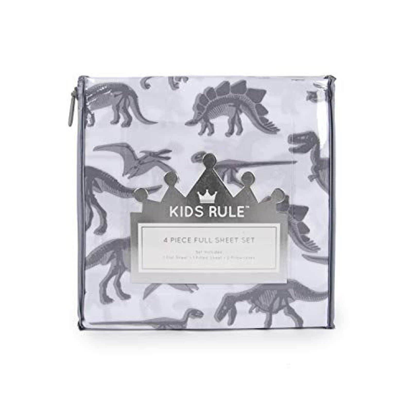 Dinosaur X-ray Bed Sheet Set for Kids - 4 Piece Soft Brushed Microfiber Polyester (1 Flat Sheet, 1 Fitted Sheet, 2 Pillowcases) - Durable & Comfortable Boys Bedding - Perfect for Kids' Rooms, Sleepovers & Dinosaur Themed Decor