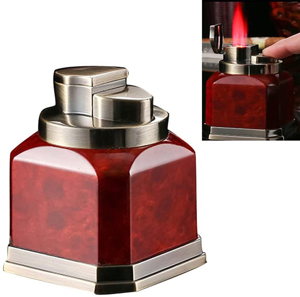 Windproof Refillable Butane Torch Lighter - 4 Flame Desktop Lighter for Cigars, Candles, BBQ & Outdoor Use