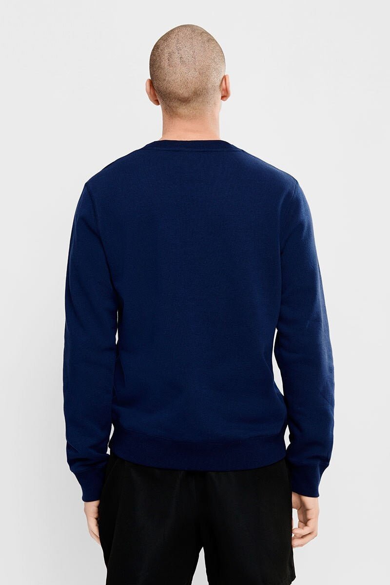 Champion Men's Script Navy Crewneck Sweatshirt - Comfortable Casual Pullover for Everyday Wear, Gym, and Outdoor Activities