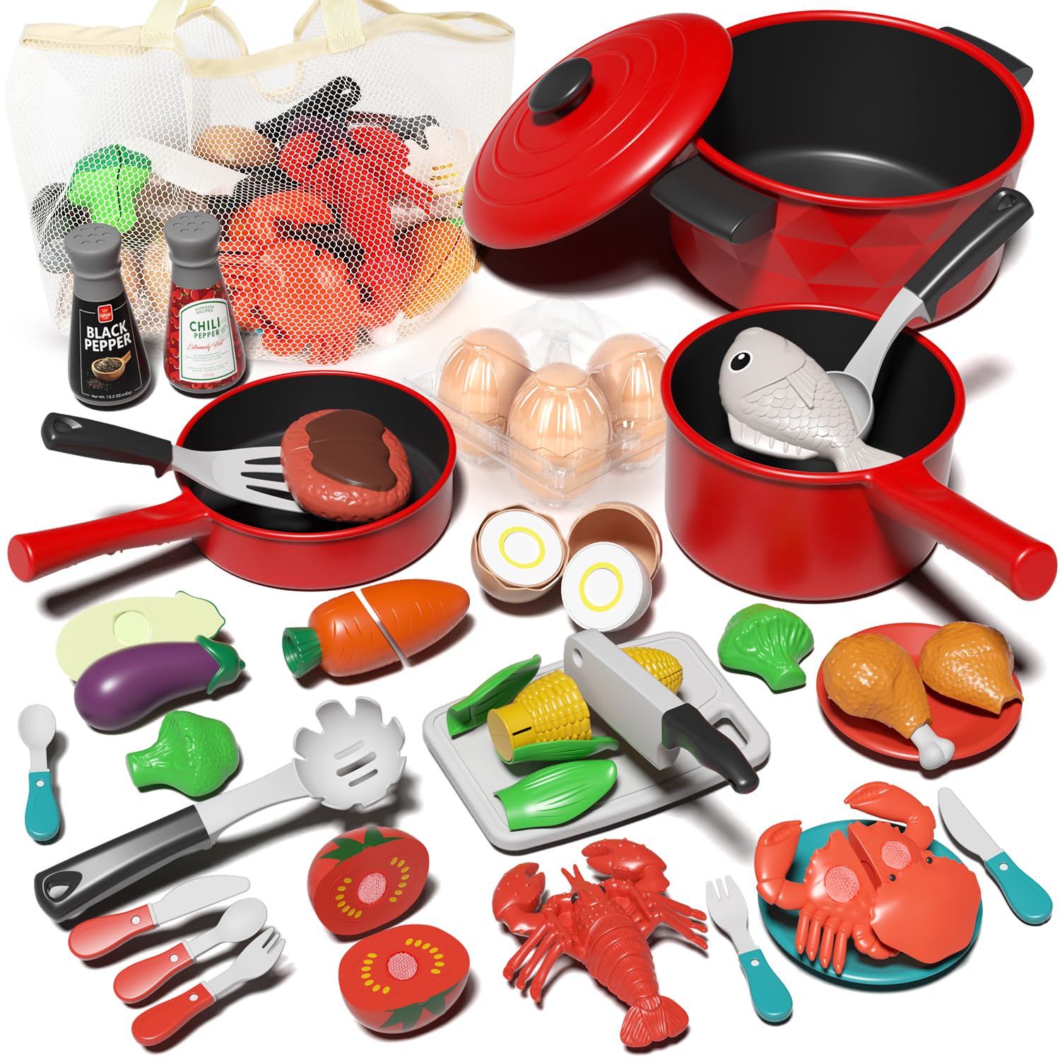**Lehoo Castle Play Kitchen Accessories – Kids Cooking Toy Set with Pots, Pans, Utensils & Play Food – Pretend Play for Toddlers Ages 3-5 – Perfect Gift for Girls & Boys (Great for Role-Playing & Early Learning)**