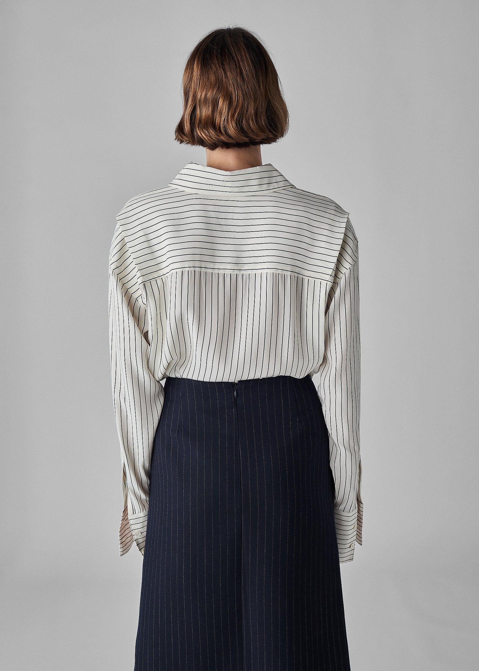 Premium Virgin Wool Wrap Skirt - Navy Blue Striped Design for Women | Comfortable & Stylish Skirt for Office, Travel & Casual Wear