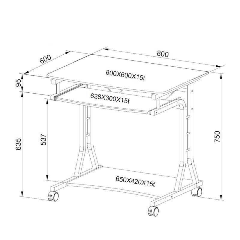 Compact Glass PC Desk - Space-Saving for Small Rooms & Offices