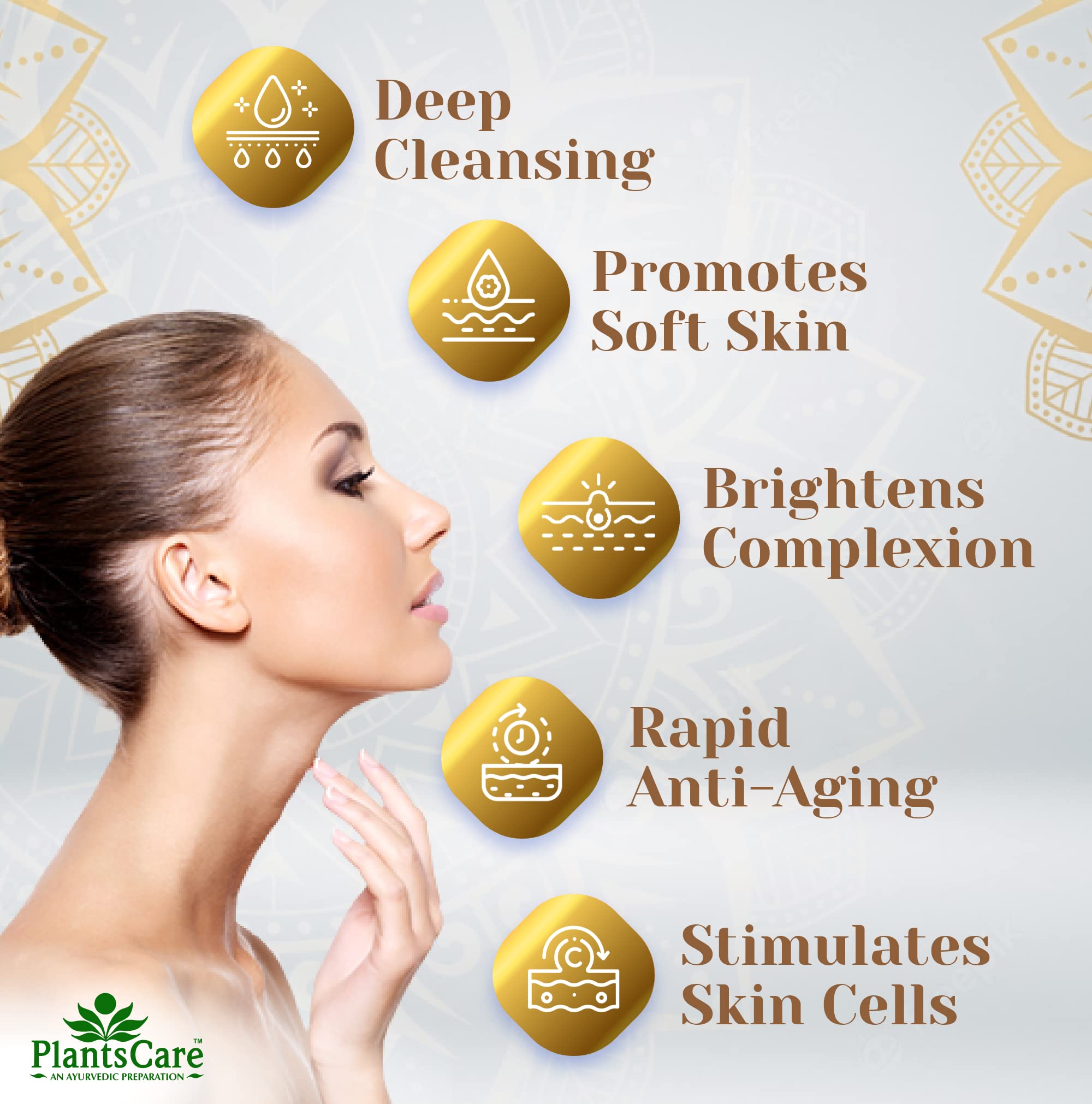 Plants Care Radiance Gold Pure Facial Kit 210g – Organic Skincare for Glowing Skin – Perfect for Daily Hydration & Anti-Aging Routine