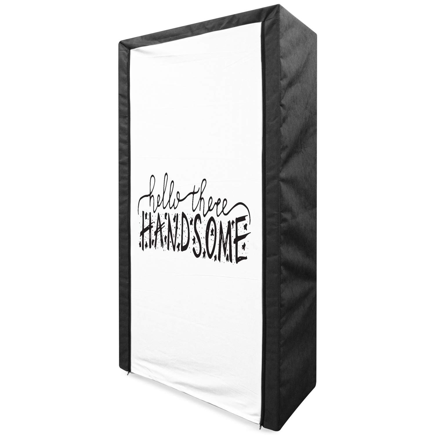 Ambesonne Hello Portable Fabric Wardrobe Closet Organizer with Shelves - 33.5