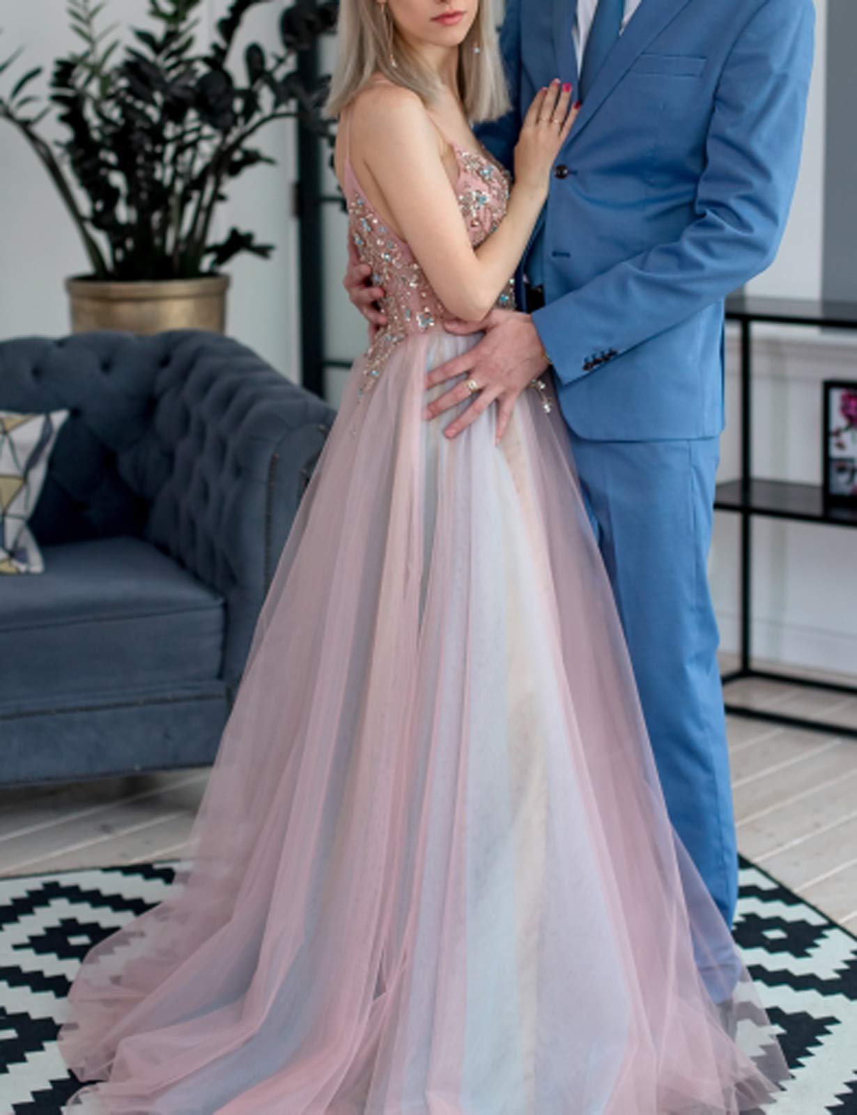 Elegant 2025 Women's Prom Dress - Long V-Neck Sexy Evening Gown with Beaded Detailing | Perfect for Military Ball, Homecoming, and Formal Parties
