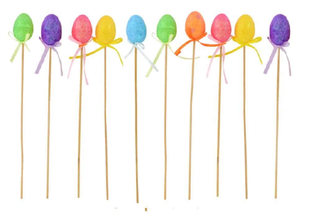 A&T Designs Set of 10 Floral Egg Picks - Pastel Spring Foam Decorations for DIY Crafts, Holiday Centerpieces & Flower Arrangements - Perfect for Easter Decor, Wedding Table Settings & Seasonal Home Decor