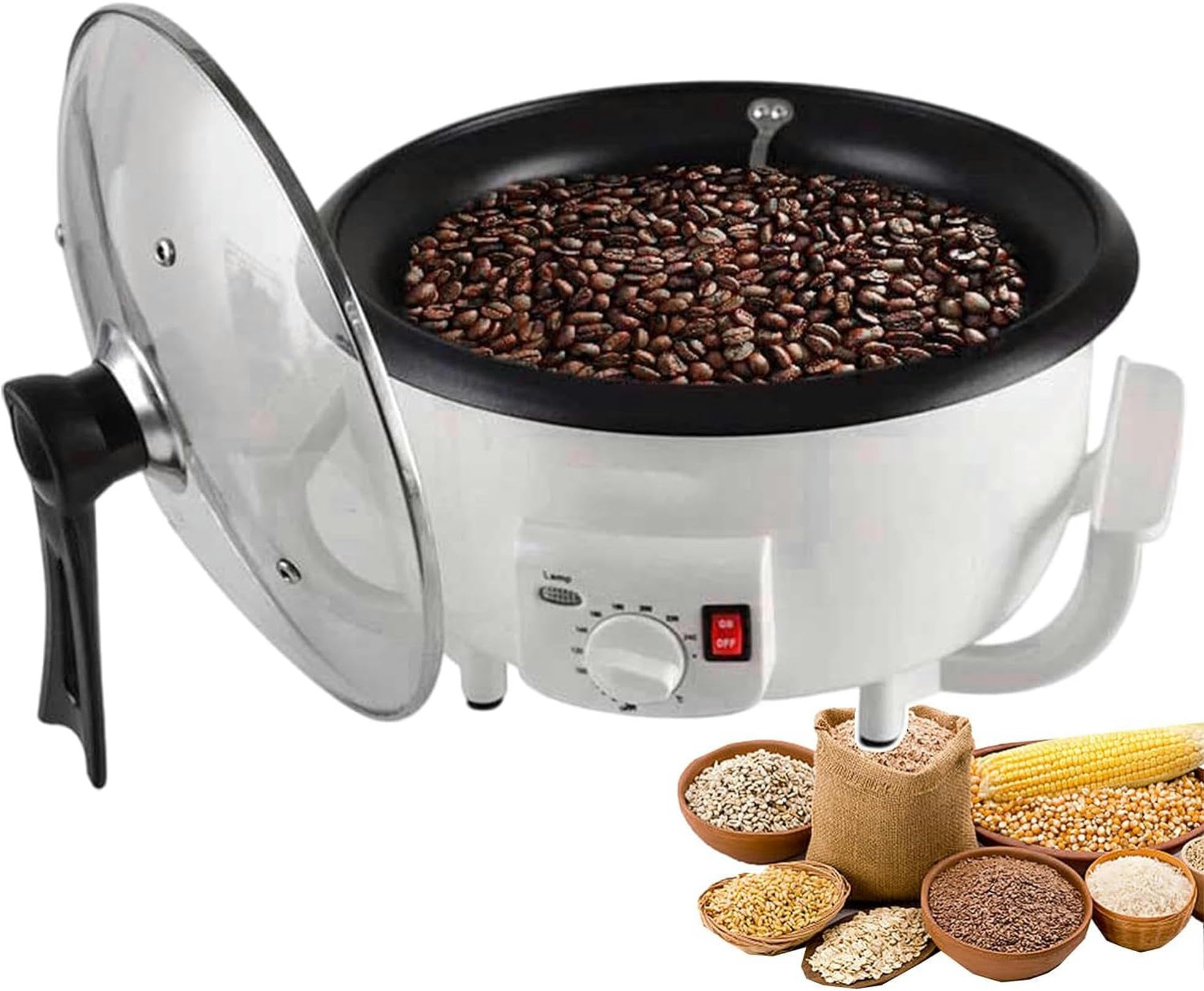 Premium Peanut Roaster Machine for Home Use - Adjustable Temperature 0-240℃ (482℉) - 750G Capacity for Roasting Peanuts, Almonds, Soybeans, Barley & Chestnuts - Perfect for Kitchen, Bakery & Coffee Shop Use