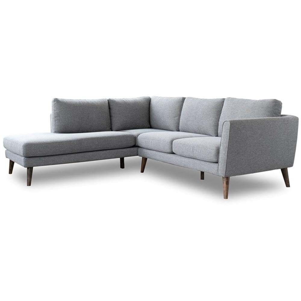 Pemberly Row Microfiber Left-Facing L-Shaped Corner Sectional Sofa - Gray Modern Living Room Furniture for Small Spaces & Apartment Decor