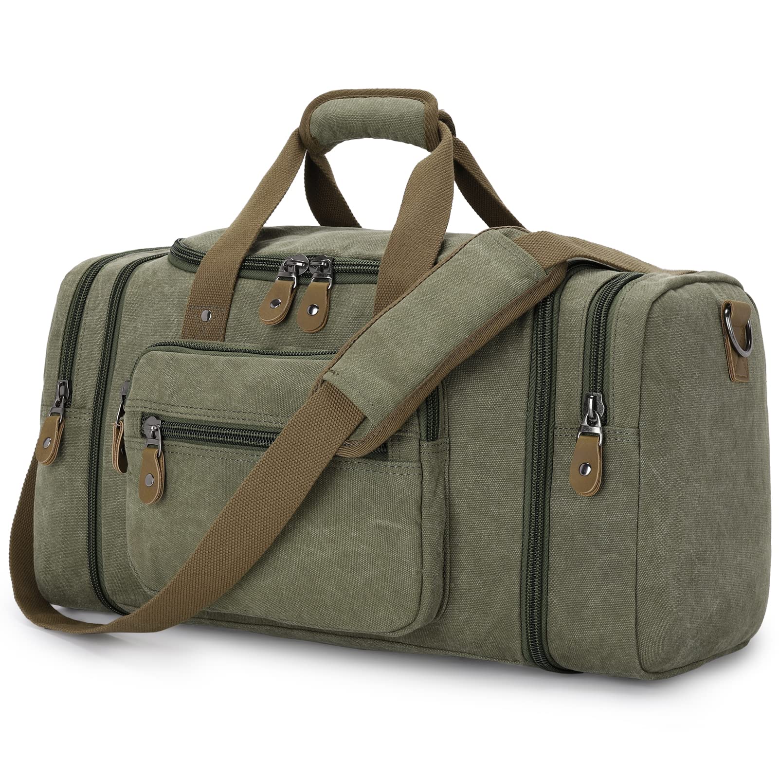 Gonex 50L Canvas Duffle Bag - Army Green Travel Duffel for Overnight & Weekend Trips | Perfect for Gym, Camping, Sports & Air Travel