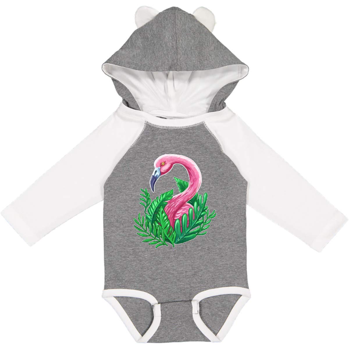 Inktastic Flamingo and Tropical Plants Long Sleeve Baby Bodysuit - Soft Cotton Onesie for Newborns & Infants - Perfect for Playtime, Photo Shoots & Tropical Themed Parties