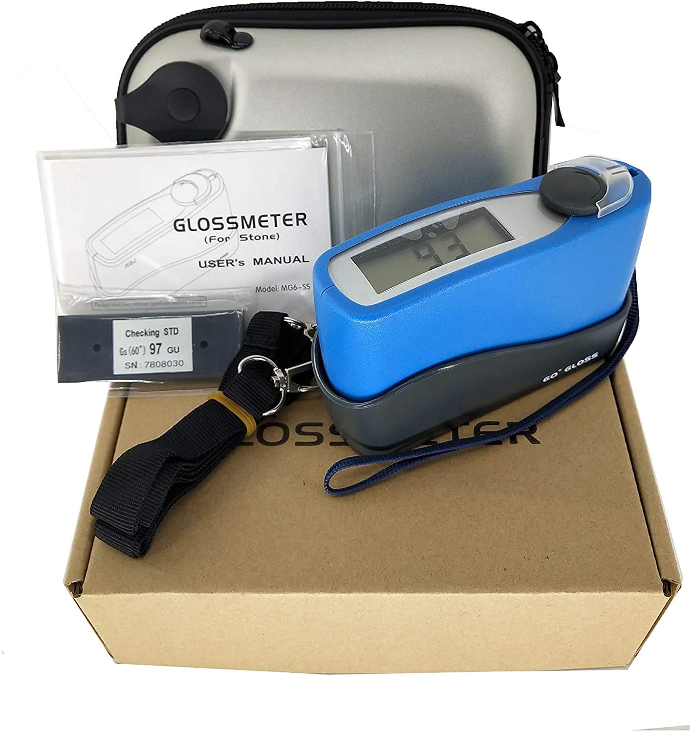 60 Degree Gloss Meter for Marble & Granite - Mini Stone Glossmeter with 0.0~199.9GU Measurement Range - Perfect for Countertop, Tile & Stone Surface Quality Testing