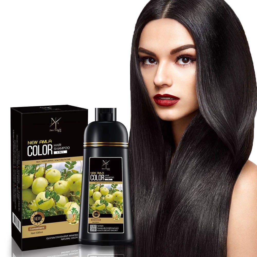 Instant Hair Color Shampoo for Gray Coverage - Natural Black Hair Dye | At-Home Root Touch Up & Temporary Color for Men & Women