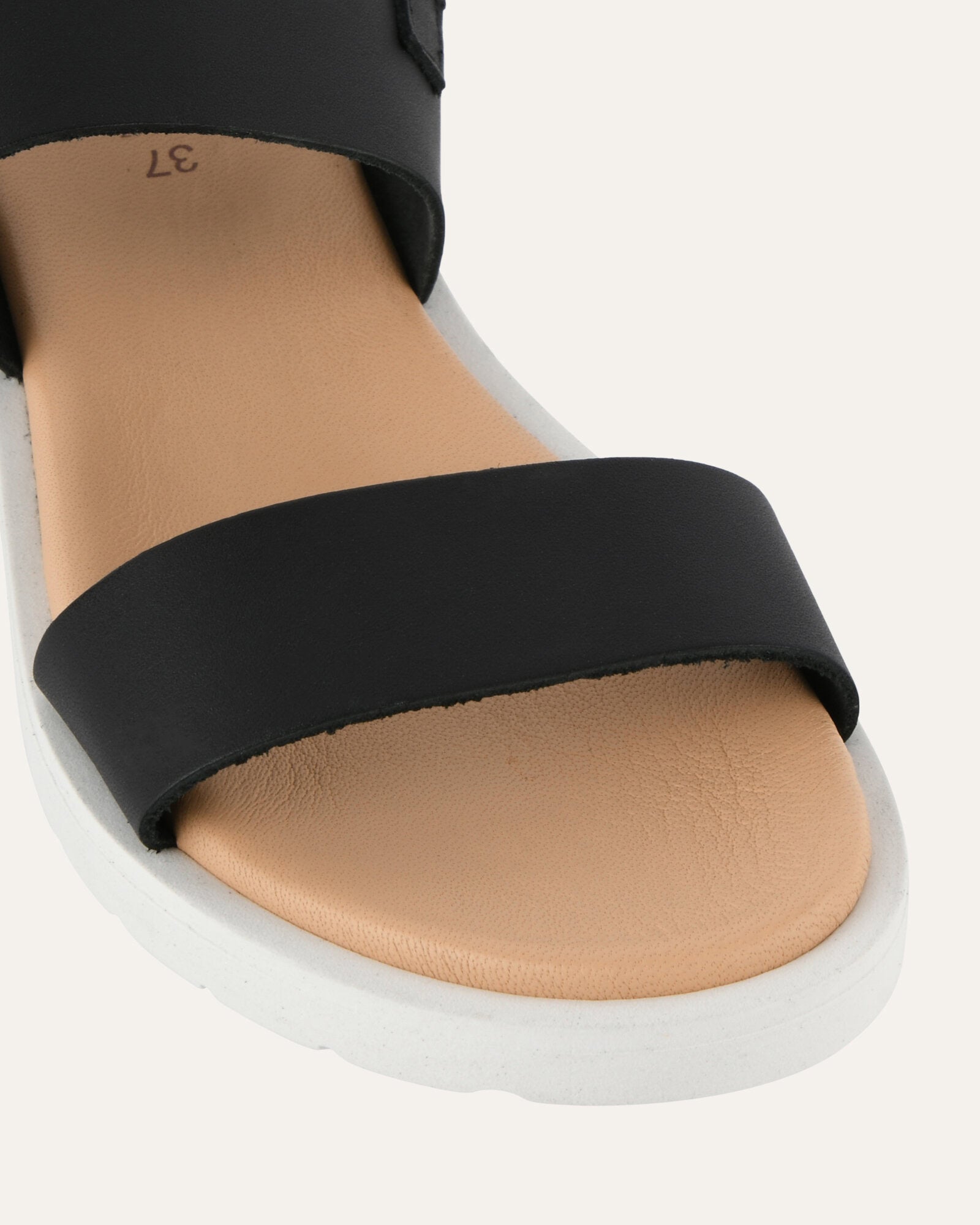 ROSALIE Women's Flat Sandals - Black Leather Comfortable Slides for Casual Wear, Beach, and Summer Outfits