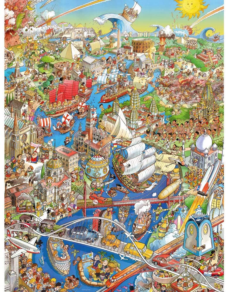 Heye 1500 Piece Triangular Jigsaw Puzzle - History River Scenic Art for Adults & Teens | Perfect for Family Game Night, Relaxation & Home Decor